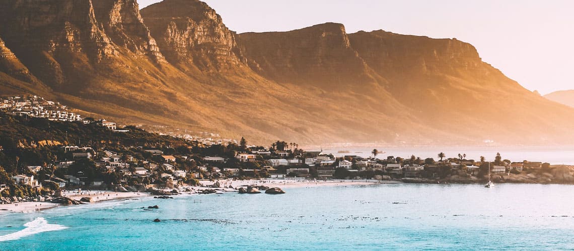 Shoreline with Mountains in Cape Town