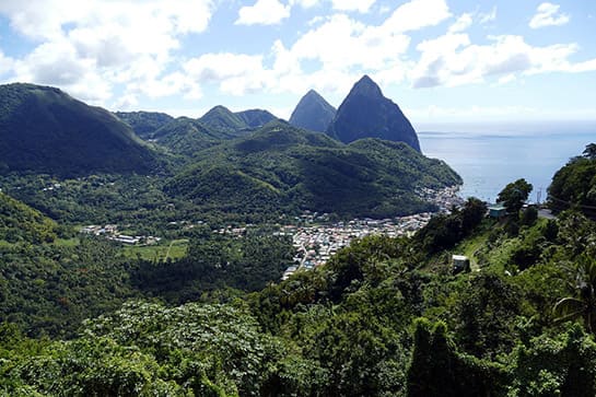 Piton Mountains overlook St. Lucia