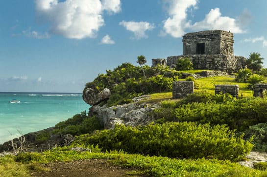 A seaside view of Tulum, Mexico